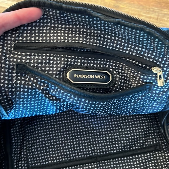 Madison West Secure Black Faux Leather Travel Backpack - Picture 7 of 10